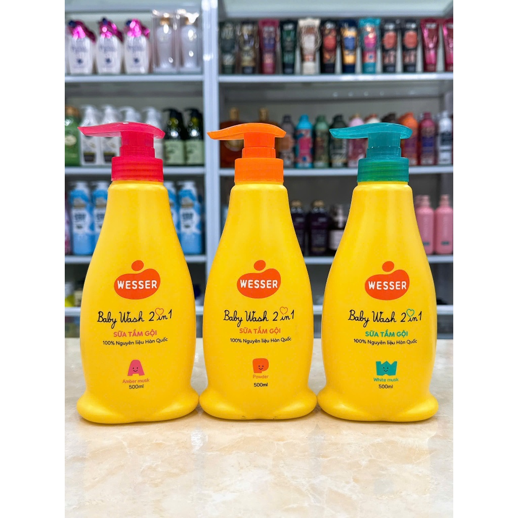 Sữa Tắm Gội Em Bé Wesser Chính Hãng Công Ty 500ml Mẫu Mới