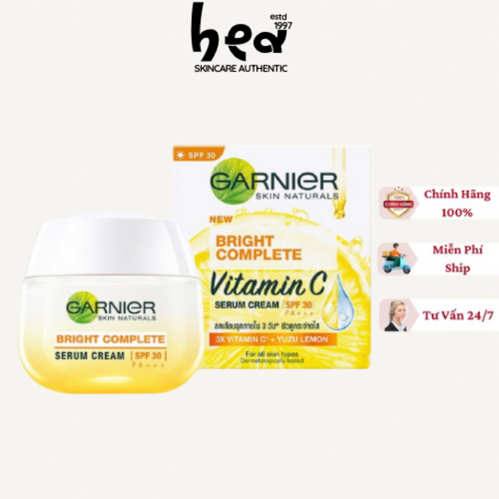 [Chính Hãng] Kem Dưỡng Garnier Sáng Da Mờ Thâm Nám Ban Ngày Garnier Skin Bright Vitamin C Serum Crea