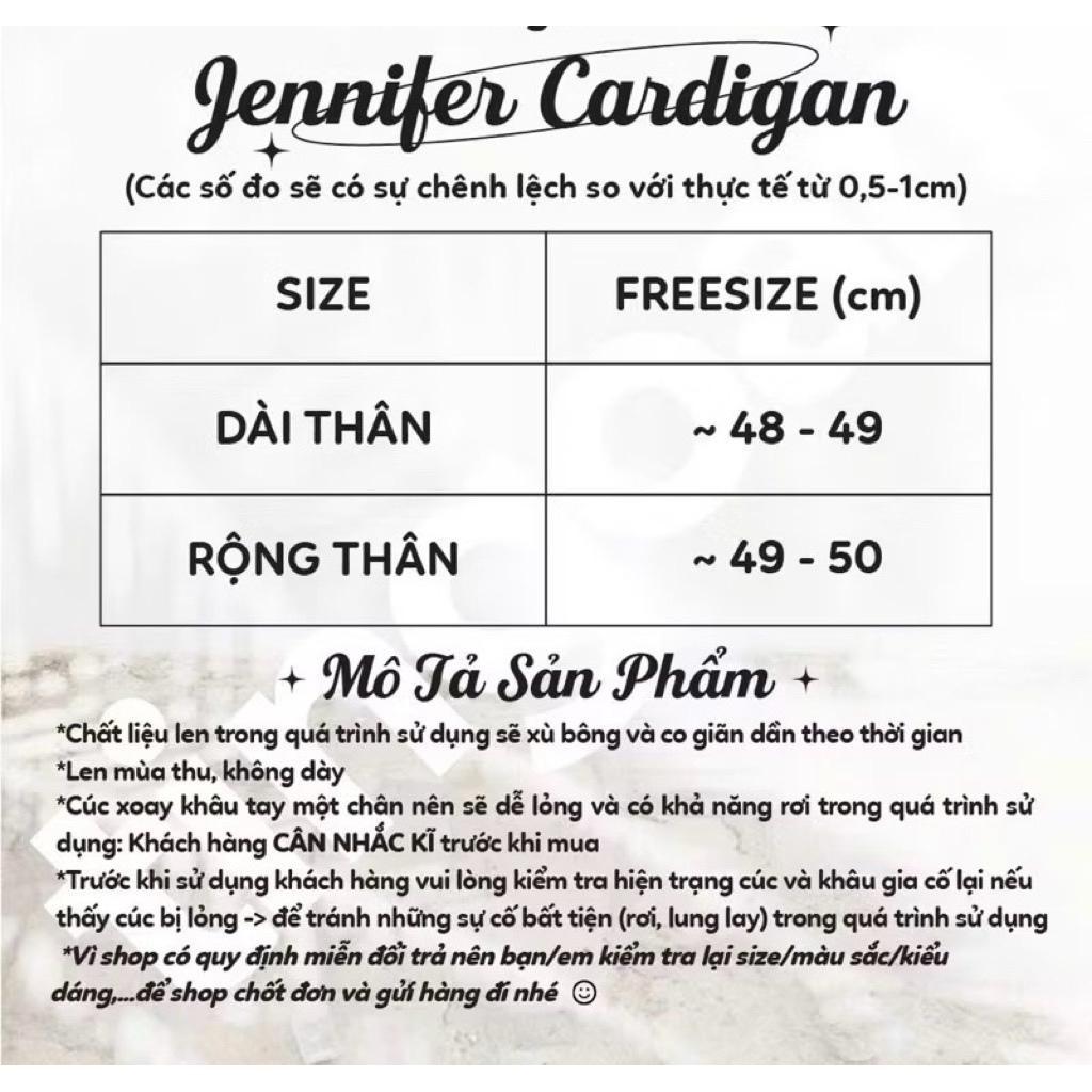 Áo khoác cardigan jennifer len dệt kim dày dặn thời trang basic của nhà Tí Ngoan [New] | BigBuy360 - bigbuy360.vn
