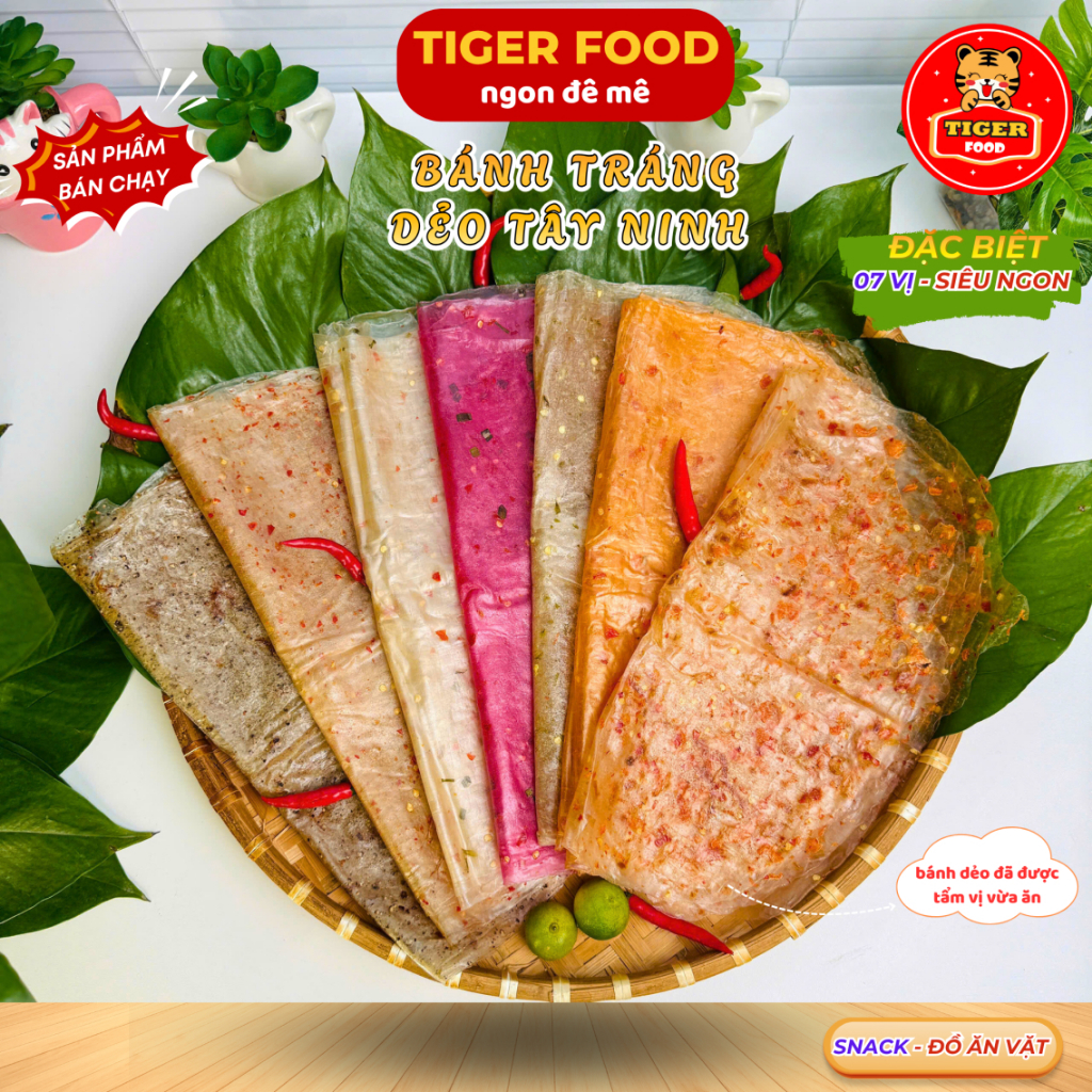 Bánh Tráng Dẻo Tôm 500g Loại Ngon💖TIGER FOOD💖 Bánh Tráng Ăn Liền Đặc Sản Tây Ninh 07 Vị độc quyền  - snack đồ ăn vặt