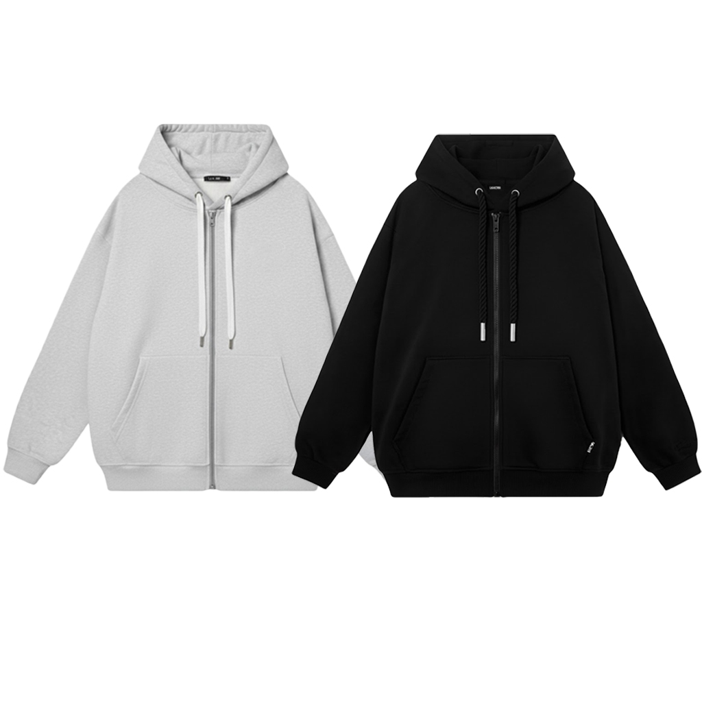 [Nỉ 2 Da ] Áo Hoodie Khóa Zip Nỉ 2 Da Trơn LUCID Local Brand Unisex Basic Nam Nữ Mũ 2 Lớp To