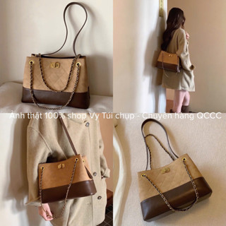  Túi chi ô da lộn phối da dáng công sở kèm 2 dây đeo kẹp nách siêu xinh 