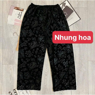Quần nhung the đen cho bà cho mẹ ông rộng cạp chun bản to