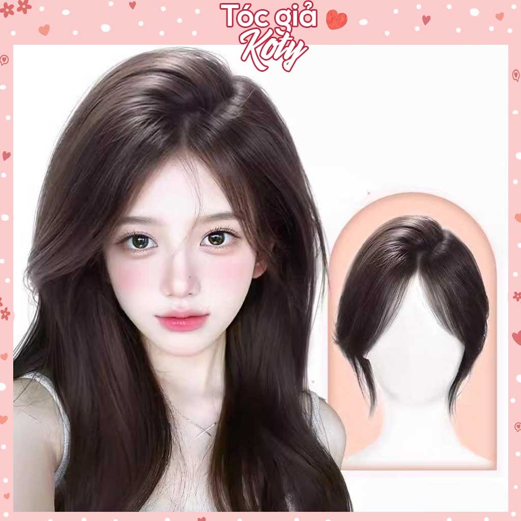 Tóc giả mái che hói đỉnh đầu dài 25cm, tóc giả mái bay phủ hói phủ bạc siêu da đầu cho nữ