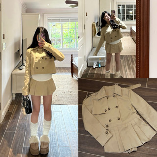  42kgroom SET ÁO KAKI DÀI TAY + CHÂN VÁY   không kèm áo trắng   