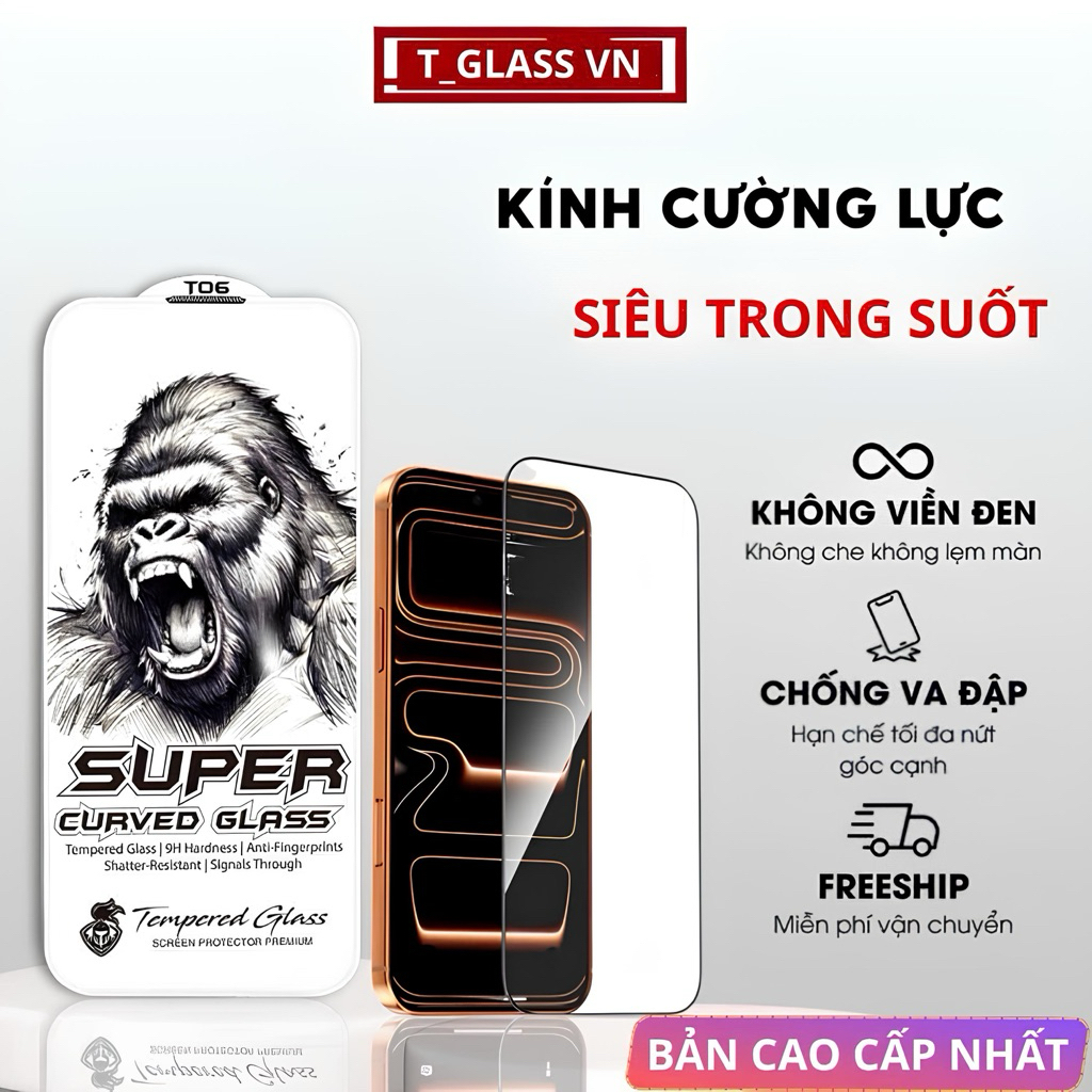 [𝐓𝟎𝟔] Kính cường lực không viền đen iphone 17 PROMAX,17 ARI. 15/14/13/12/Prmax/ full màn, trong suốt