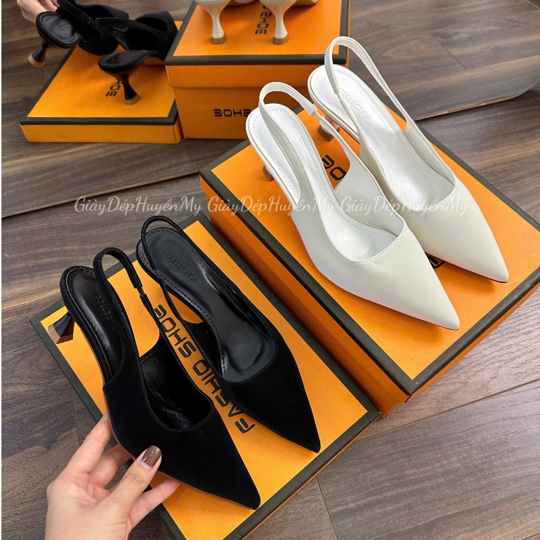 Giày cao gót 5 phân quai hậu mũi nhọn chất tuyết nhung ( TA18 )