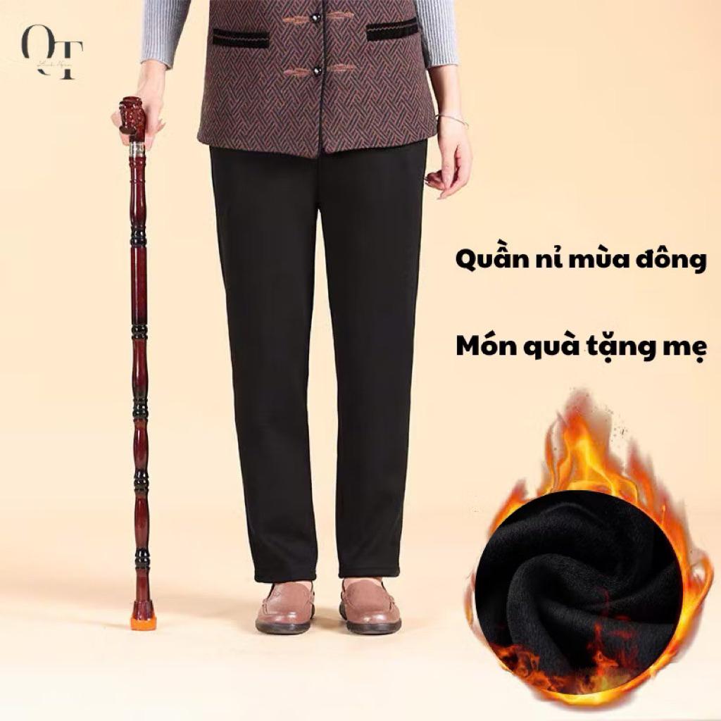 Quần nỉ nữ trung niên lót lông dày dặn ấm áp + ẢNH THẬt