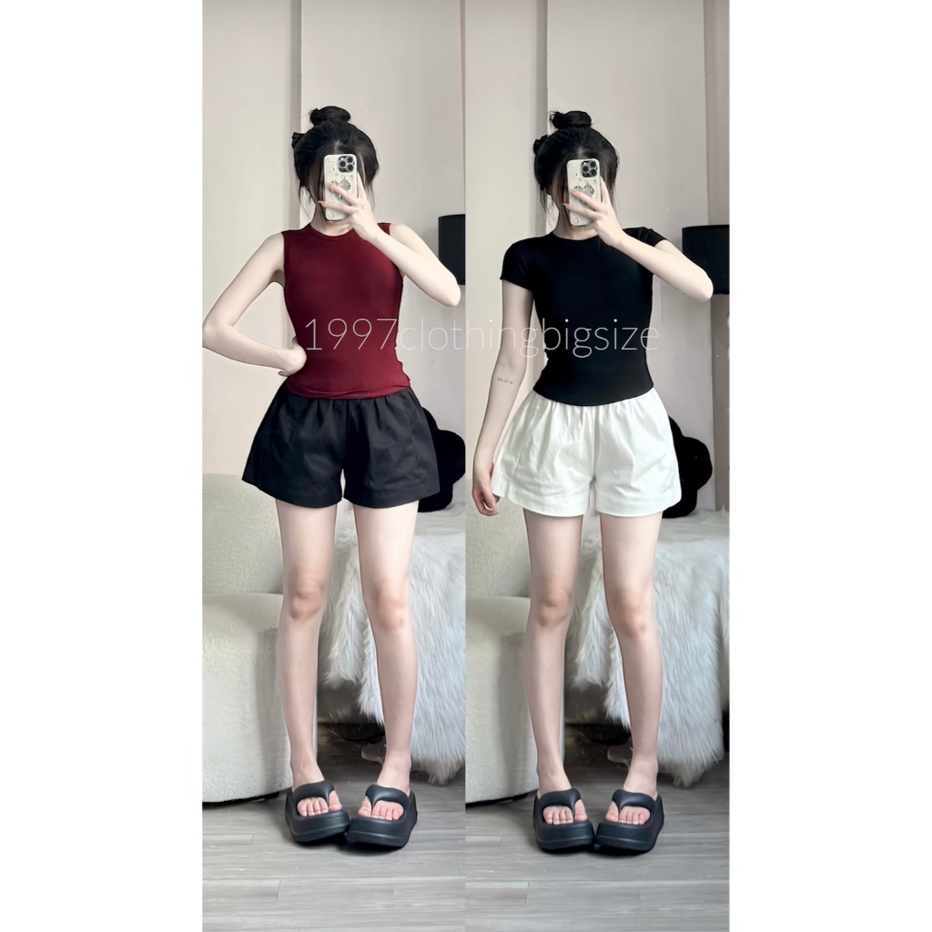 Quần short phồng kaki cạp chun nhiều màu BIGSIZE cho nữ