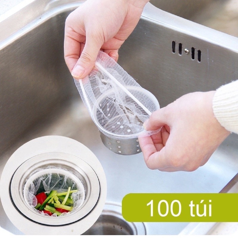COMBO 100 TÚI LỌC RÁC BỒN RỬA CHÉN TIỆN LỢI - TÚI LƯỚI LỌC RÁC LAVABO RỬA CHÉN -DỤNG CỤ LỌC CẶN THỨC