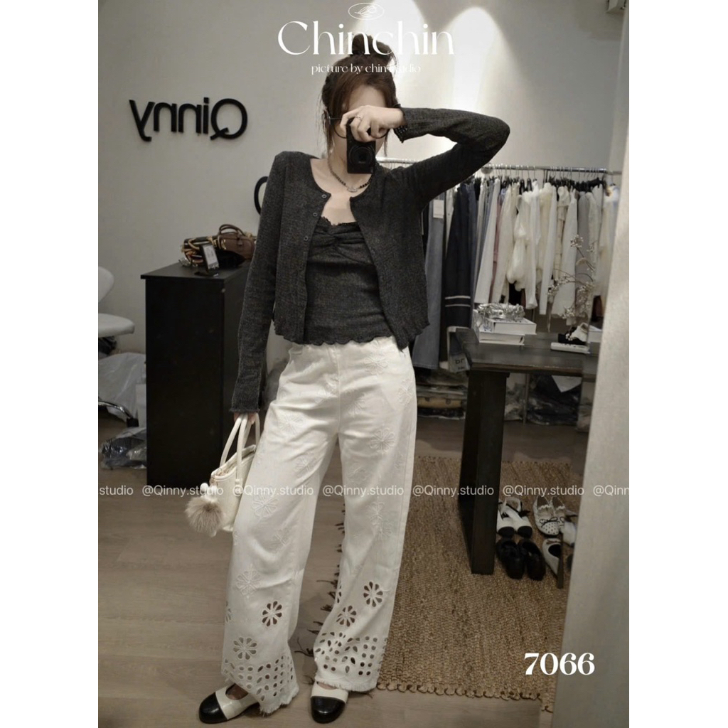 Set Áo 2s Len Xoắn Ngực Kèm Cadigan CHIN • Melanie Studio