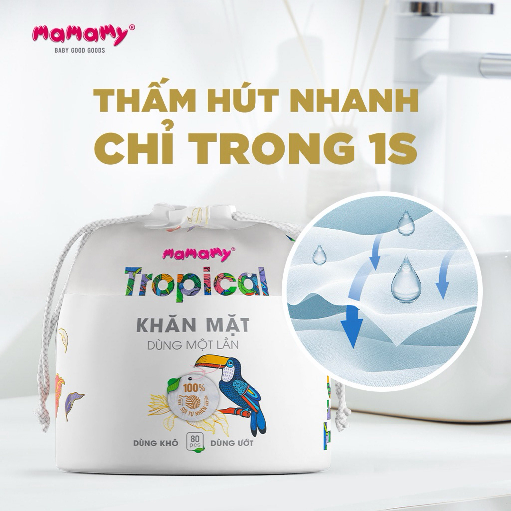 Khăn Vải Khô Đa Năng Mamamy Tropical 80 Tờ – Khăn Vải Cuộn Dùng 1 Lần Cho Bé