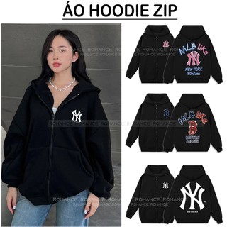   Khoá Zip  BST Áo Hoodie M.L.B NY 3 Mã Hot 2025 Form Rộng Nam Nữ ROMANCE STUDIO Chất Vải Nỉ Bông Cao Cấp 