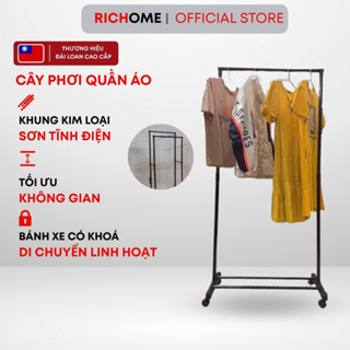  Cây phơi quần áo giá treo quần áo đơn đôi RICHOME chắc chắn tiện lợi phù hợp với mọi gia đình dễ dàng tháo lắp 