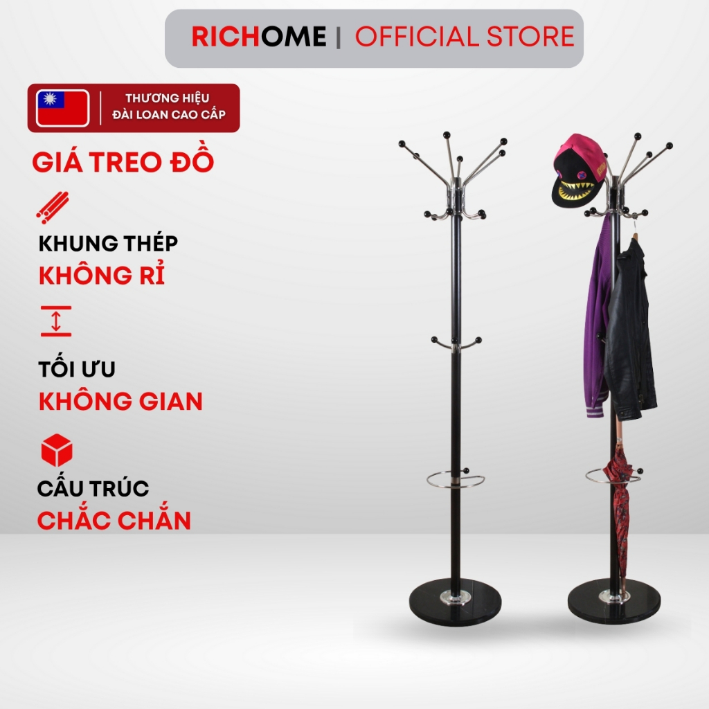 Cây treo quần áo đứng RICHOME HA152. Cây treo quần áo phòng ngủ, hàng nhập khẩu