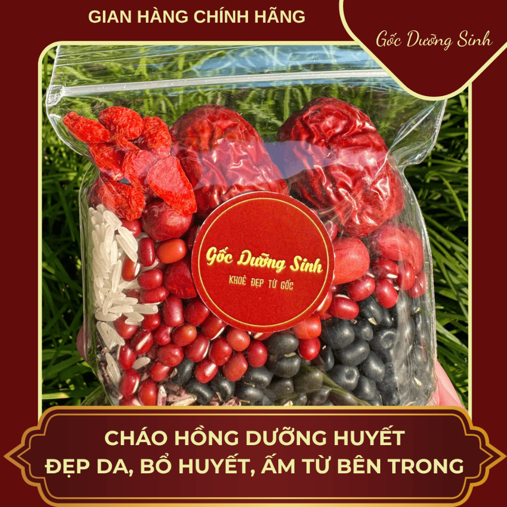 SET 7 GÓI CHÁO HỒNG DƯỠNG HUYẾT MIX 8 VỊ- ĐẸP DA,BỔ HUYẾT,TRẺ LÂU