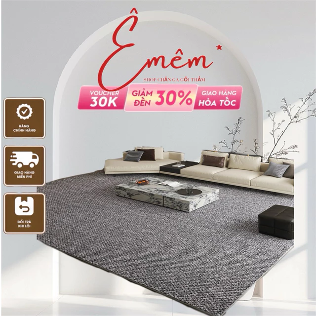 Thảm Dệt Basic màu trơn đơn giản dễ phối,trang trí phòng khách,nhà cửa