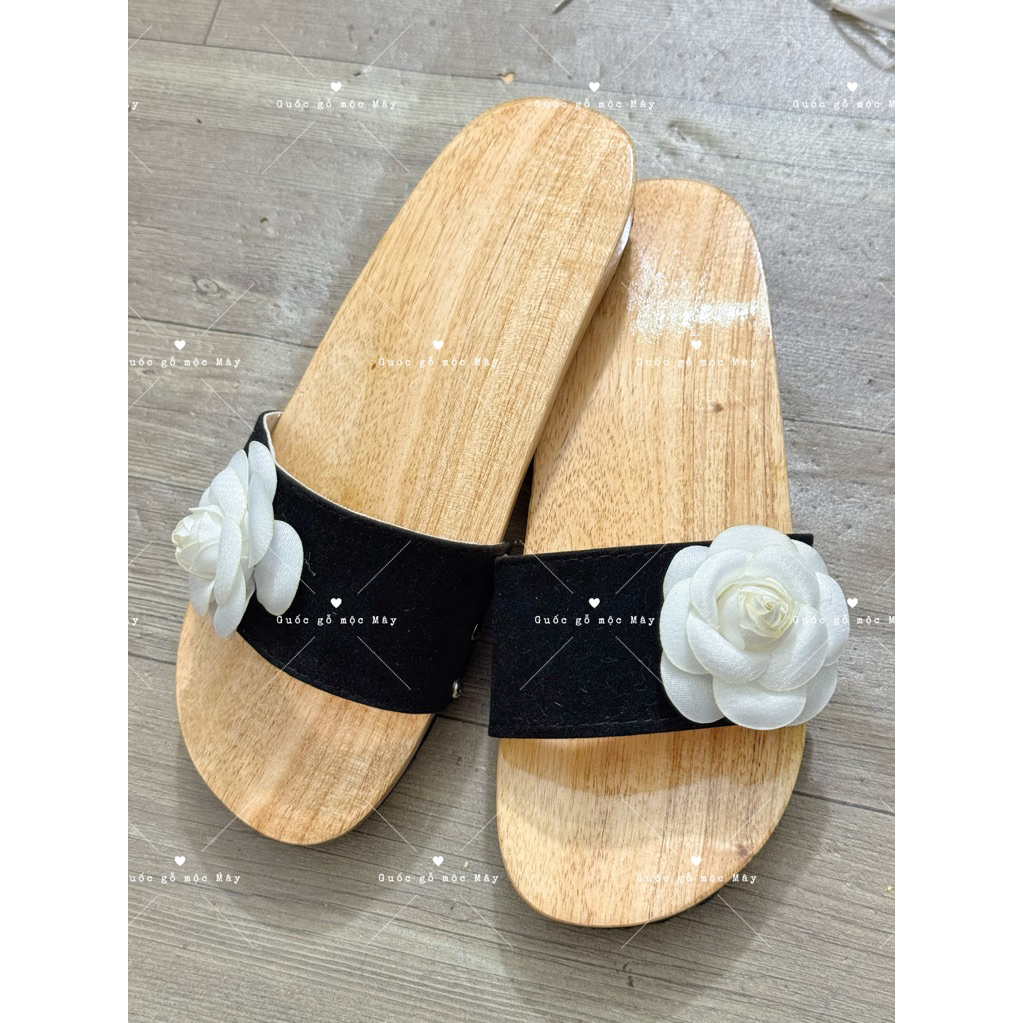 Guốc mộc f1 Hoa Trà mẹ & bé gái điệu đà  - Mộc mây store