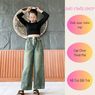  Hàng Đẹp  Quần Jean Bò Nữ Ống Xuông 9 Tấc Chất Bò Dày Dặn Và Mềm Mại Cạp Cao Có BigSize Đến 72kg 