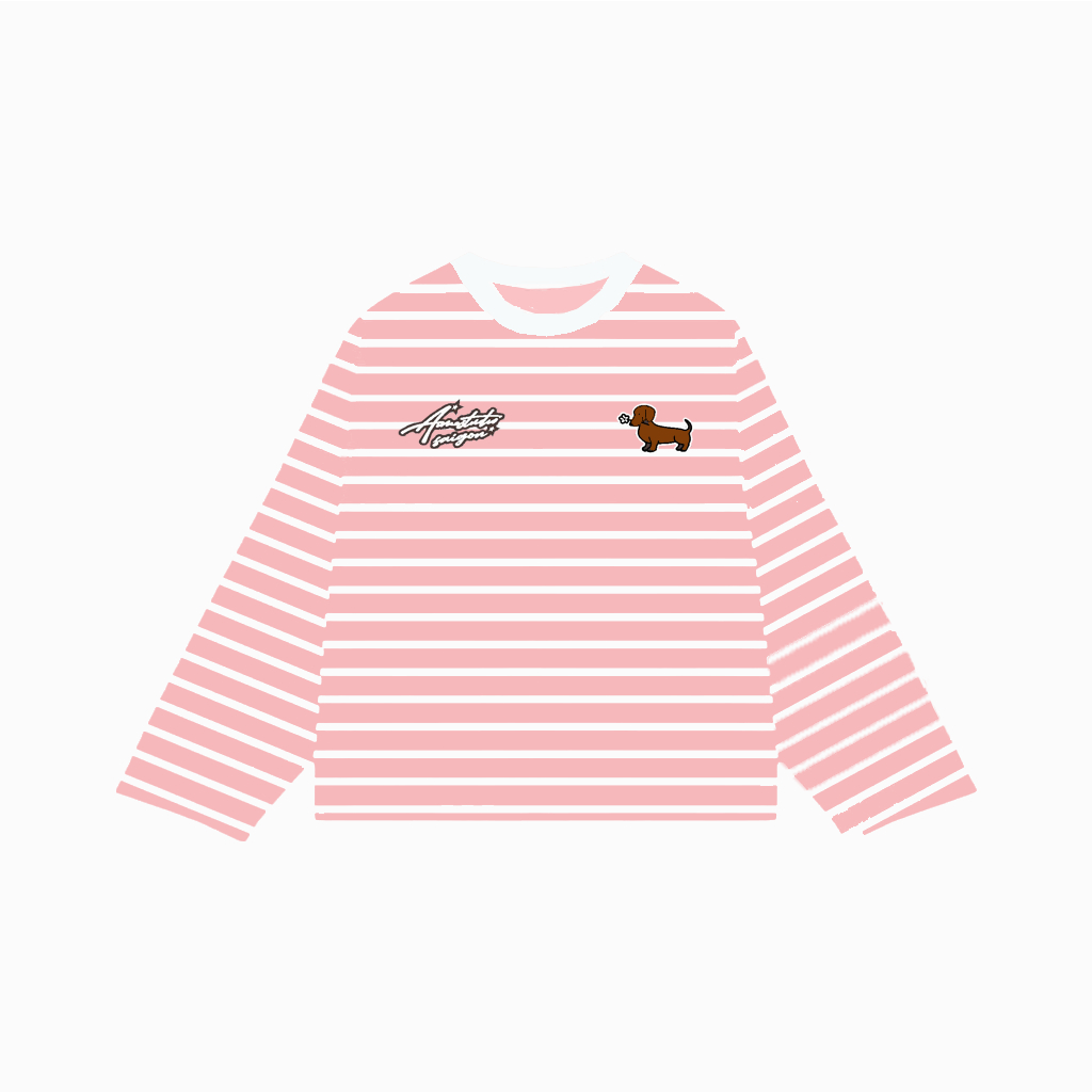 Áo Thun Tay Dài Sọc Ngang Thun Borip QC Long Sleeve Boxy AIMÉ Form Rộng Cổ Tròn "DOG - EUPHORIA" Unisex LA_BELLE_18 | BigBuy360 - bigbuy360.vn