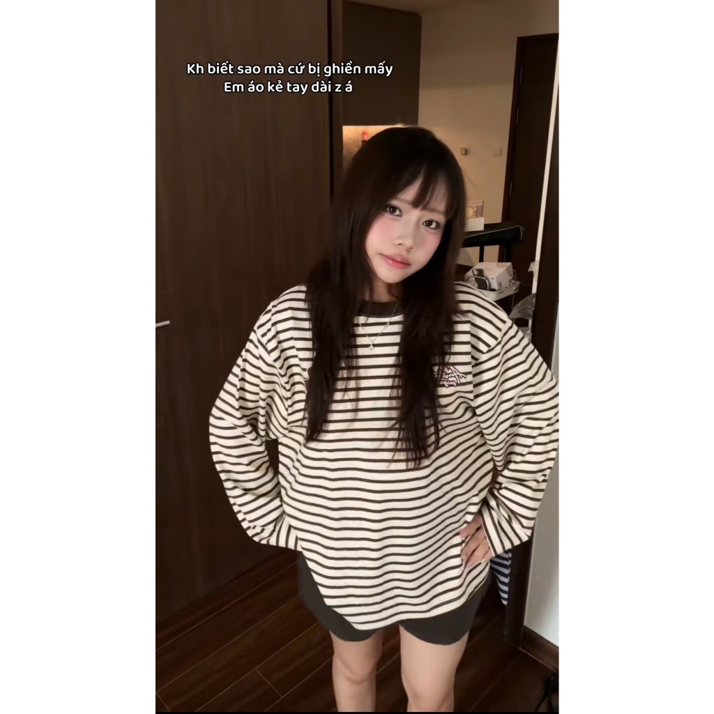 Áo Thun Tay Dài Sọc Ngang Thun Borip QC Long Sleeve Boxy AIMÉ Form Rộng Cổ Tròn "DOG - EUPHORIA" Unisex LA_BELLE_18 | BigBuy360 - bigbuy360.vn