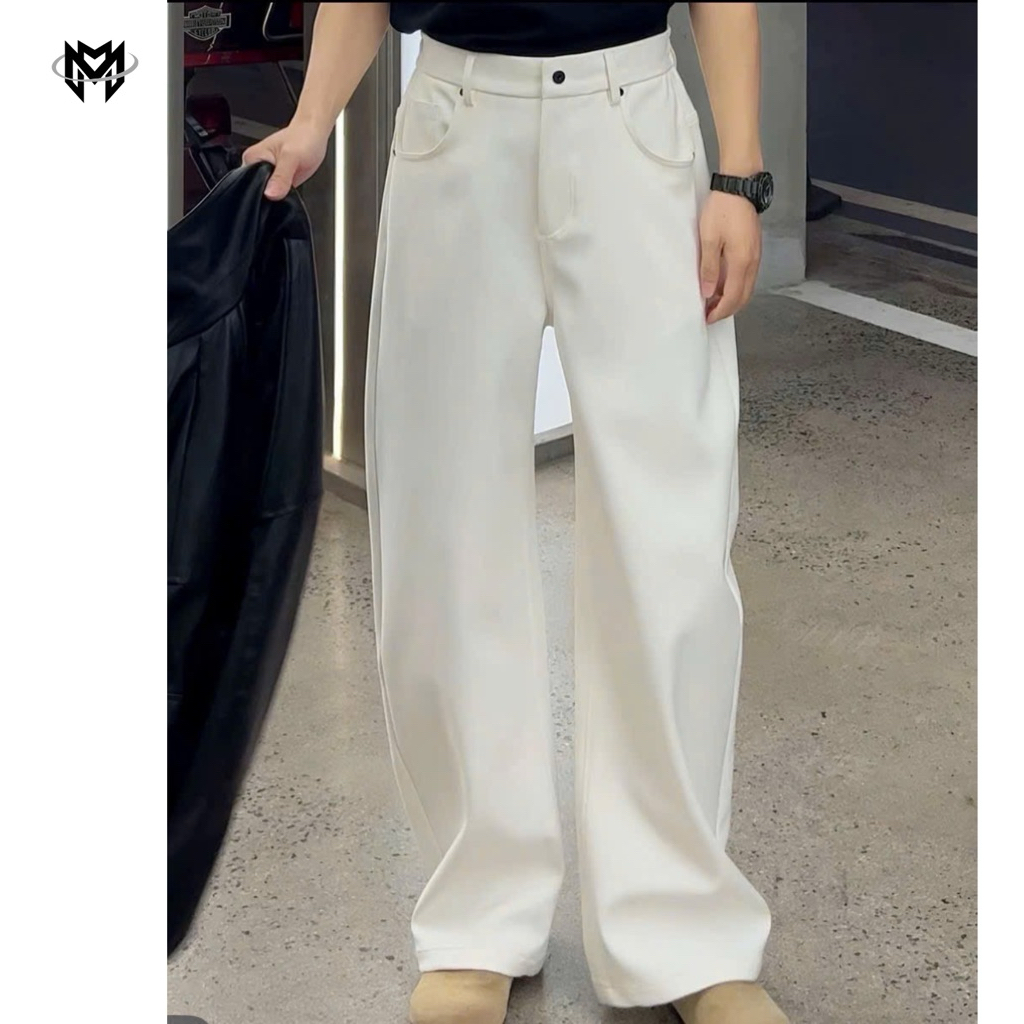 [ MÃ QA111 ]Quần ống suông unisex dáng rộng form Hàn – Quần tây suông đen trắng basic MUSLANO FASHIO