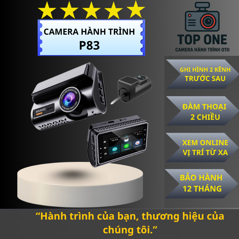 Camera Hành Trình Ô Tô P83 Full HD 1080P – Ghi Hình Ban Đêm Siêu Nét, Góc Rộng 170°, Cảm Biến Chuyển
