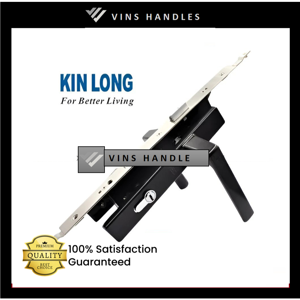 [Nguyên bộ khóa] Khóa Tay Gạt ĐA ĐIỂM Kinlong dùng cho cửa nhôm Xingfa Hệ 55 (Đen/Trắng)