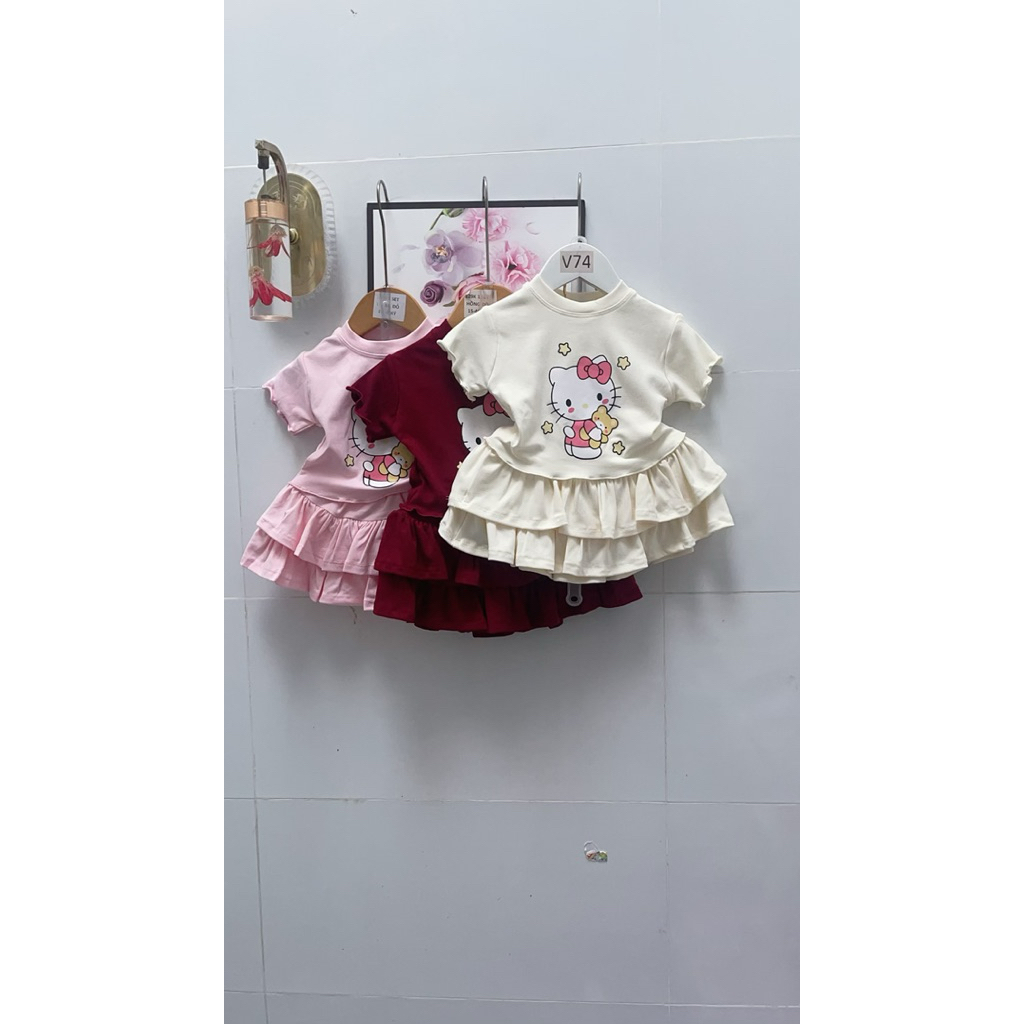 MỘC BABY STORE-V74- Sét Chân váy  Kèm Áo  ngắn Tay Cho Bé Gái chất cotton zip hàng loại 1