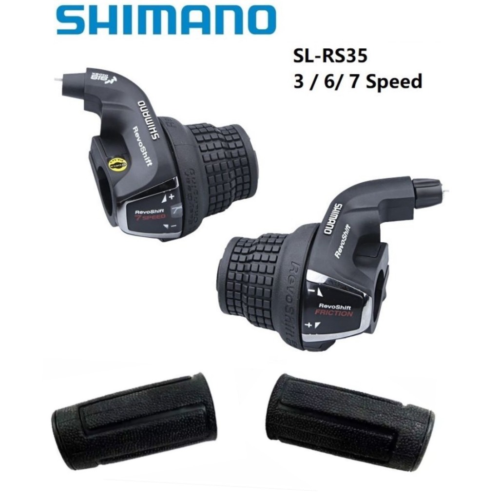 Tay đề xe đạp Shimano RS35 3x6 - 3x7 speed SL-RS35, Tay đề vặn Shimano chính hãng dùng cho 3x6 và 3x