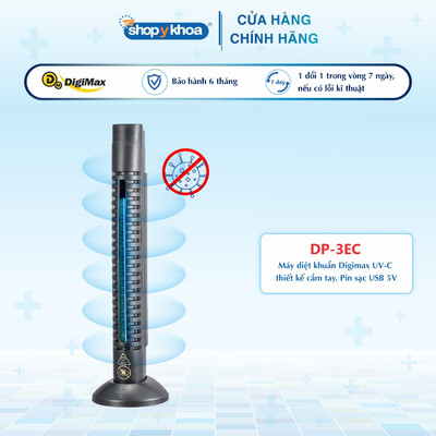 Máy Diệt Khuẩn Cầm Tay Digimax, Công Nghệ UV-C, An Toàn cho Trẻ Em và Người lớn [DP-3EC]. Pin sạc USB 5V. Made In Taiwan