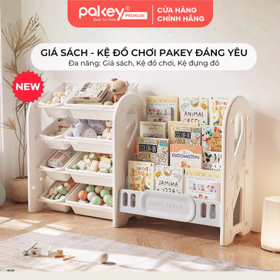[NEW] Kệ Đựng Đồ Đa Năng Pakey, Giá Sách 4 Tầng Kết Hợp Kệ Đồ Chơi Linh Hoạt, Kệ Đồ Chơi Nhiều Hộc