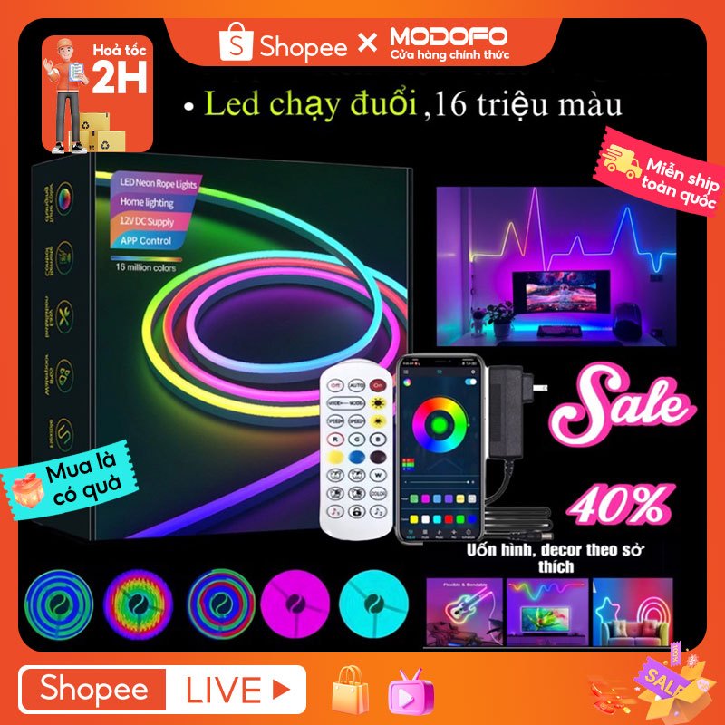 MODOFO Đèn NEON FLEX aRGB Dây đèn neon chạy đuổi trang trí phòng ngủ, decor phòng khách