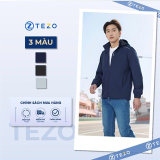 Áo gió nam Tezo có mũ tháo rờichống gió chống nước 24AG2T018