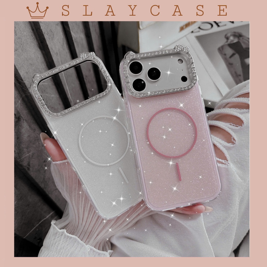 Ốp lưng iphone CMR đá tai mèo phủ nhũ GẮN vòng tròn 11/11prm/12/12pro/14prm/15prm/16prm/17prm