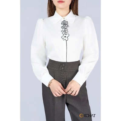 Áo Sơ Mi Nữ 𝐂𝐂𝐇𝐀𝐓 Dáng Suông Kiểu Sera Phine Chất Liệu Mềm Cao Cấp 15FNT9004ST