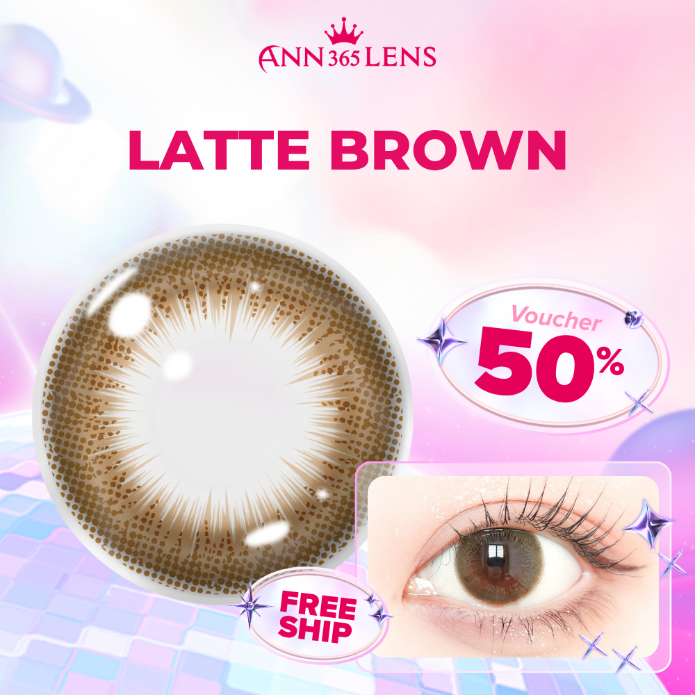 [1 Chiếc Lens] Kính áp tròng ANN LENS 1 ngày Latte Brown - Lens cận khóa ẩm màu nâu latte độ cận 0-8
