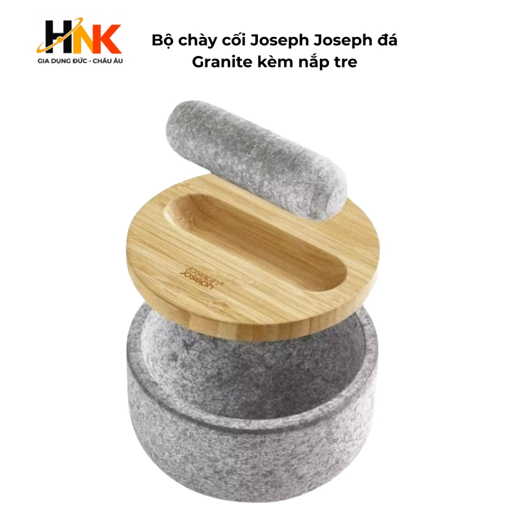 Bộ chày cối đá Joseph Joseph Dash 20176 – Đá Granite tự nhiên cao cấp (kèm nắp tre)
