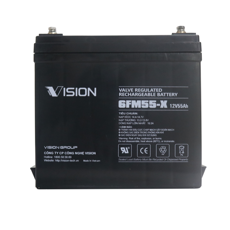 [ HỎA TỐC ] Ắc quy Vision 12V-55Ah, 6FM55-X | Dùng cho UPS, thiết bị viễn thông, thiết bị mạng...