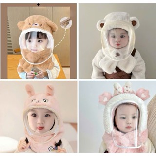  {Bé 4 tháng đến 2 tuổi} Mũ lông cừu trùm đầu chống lạnh muà đông có tấm kính che mặt che tai 3 in 1 cho bé 