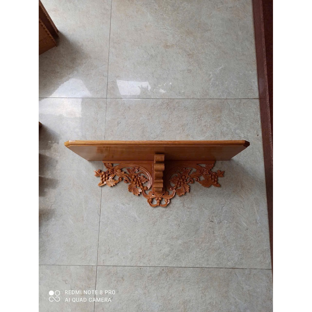 Kệ bàn thờ Công giáo 70x30 gỗ pơ mu – kệ treo tường bàn thờ Chúa cao cấp