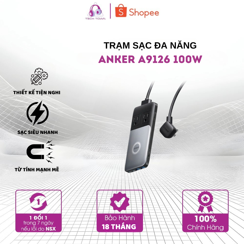 Trạm Sạc Đa Năng ANKER 727 GaNPrime A9126 100W – DARK GRAY | Siêu mỏng – Siêu nhanh – Siêu tiện ích