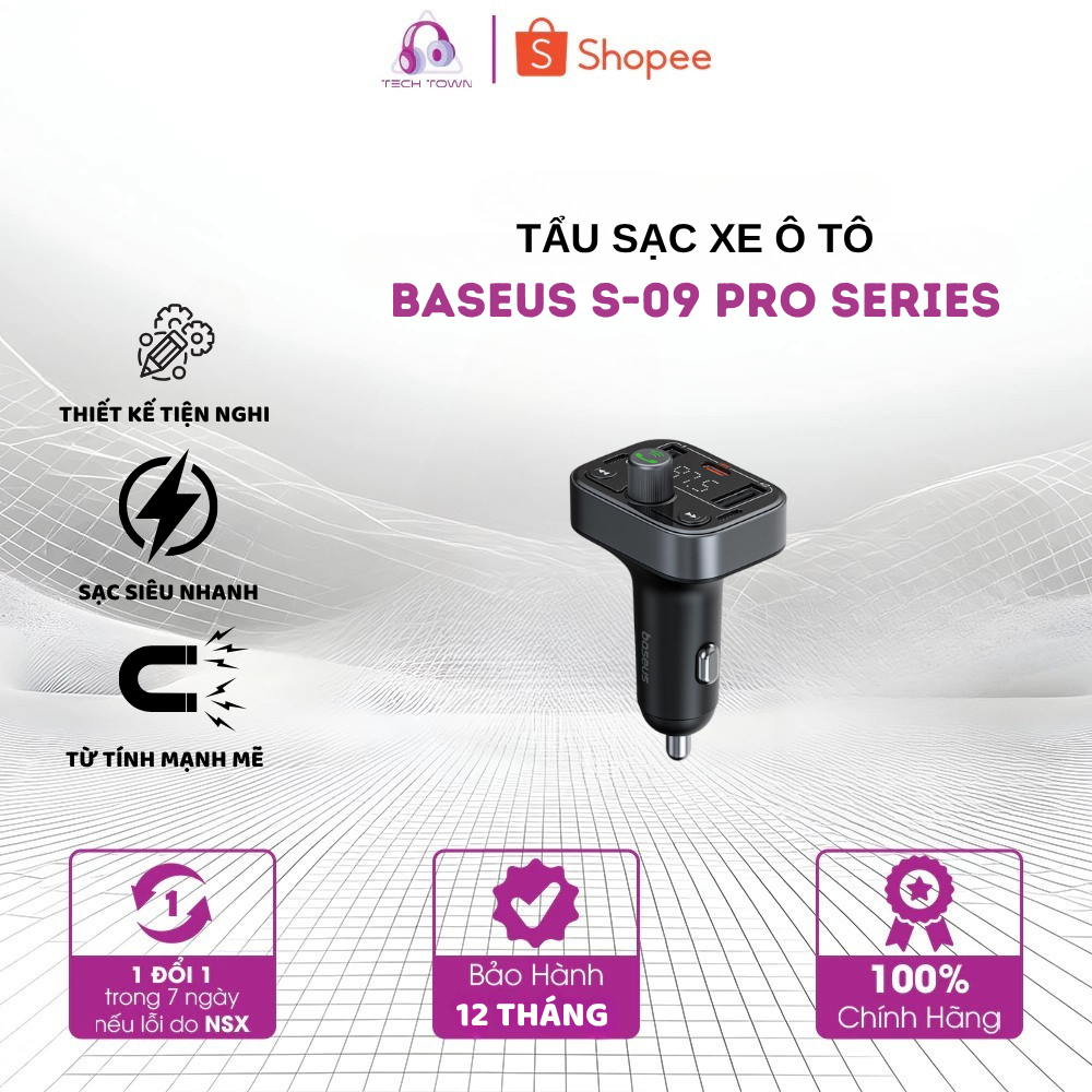 Tẩu Sạc Ô Tô S-09 Pro Series Car FM Transmitter – Cluster Black