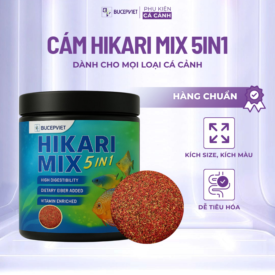  Cám cao cấp Hikari Mix 5in1 Super Red Thức ăn cám trùng huyết đỏ kích size kích màu hỗ trợ tiêu hóa cho cá 
