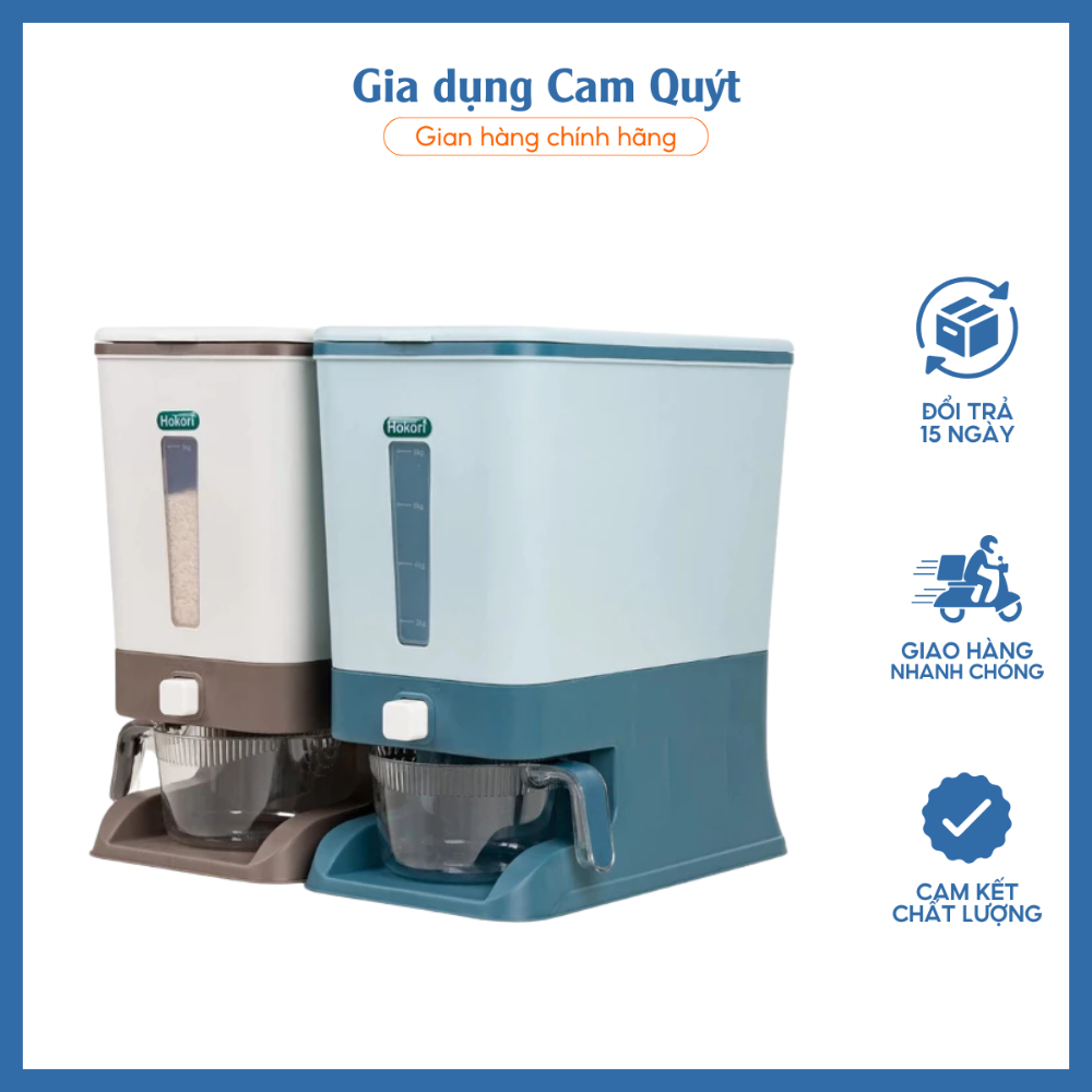 Thùng gạo thông minh Hokori 10kg, Thùng đựng gạo chống ẩm mốc, côn trùng, bảo quản sạch sẽ