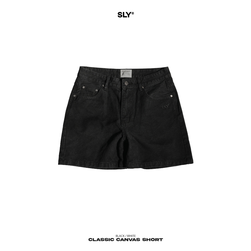 Quần Short Canvas SLY Classic washed màu đen