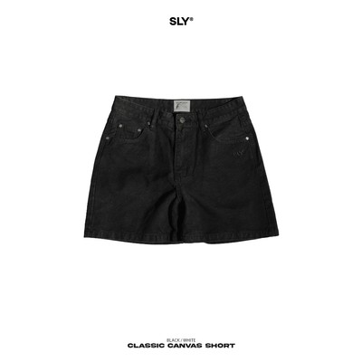 Quần Short Canvas SLY Classic washed màu đen