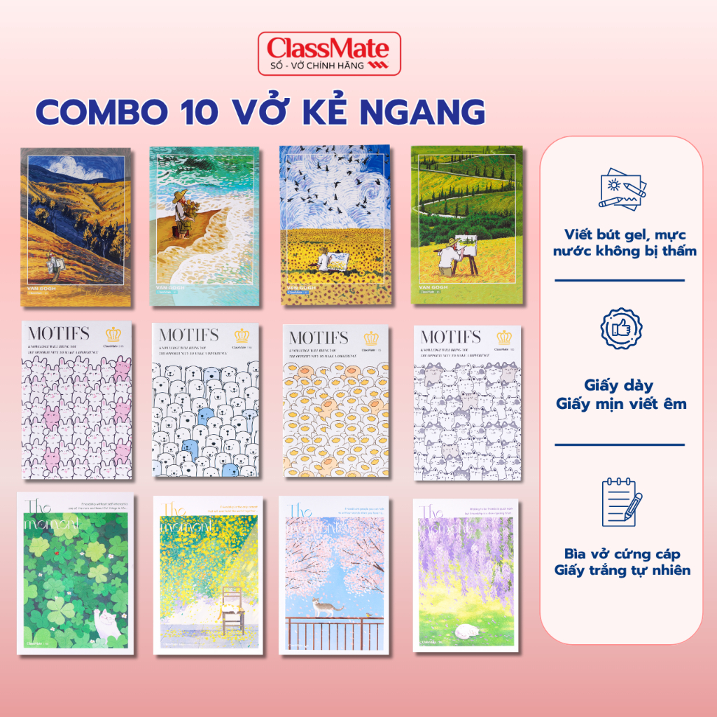 Combo 10 Vở Kẻ Ngang Vở B5 Classmate Vở Kẻ Ngang 80/120/200 Trang Tập Sinh Viên Dòng Kẻ 2 Màu Chống 