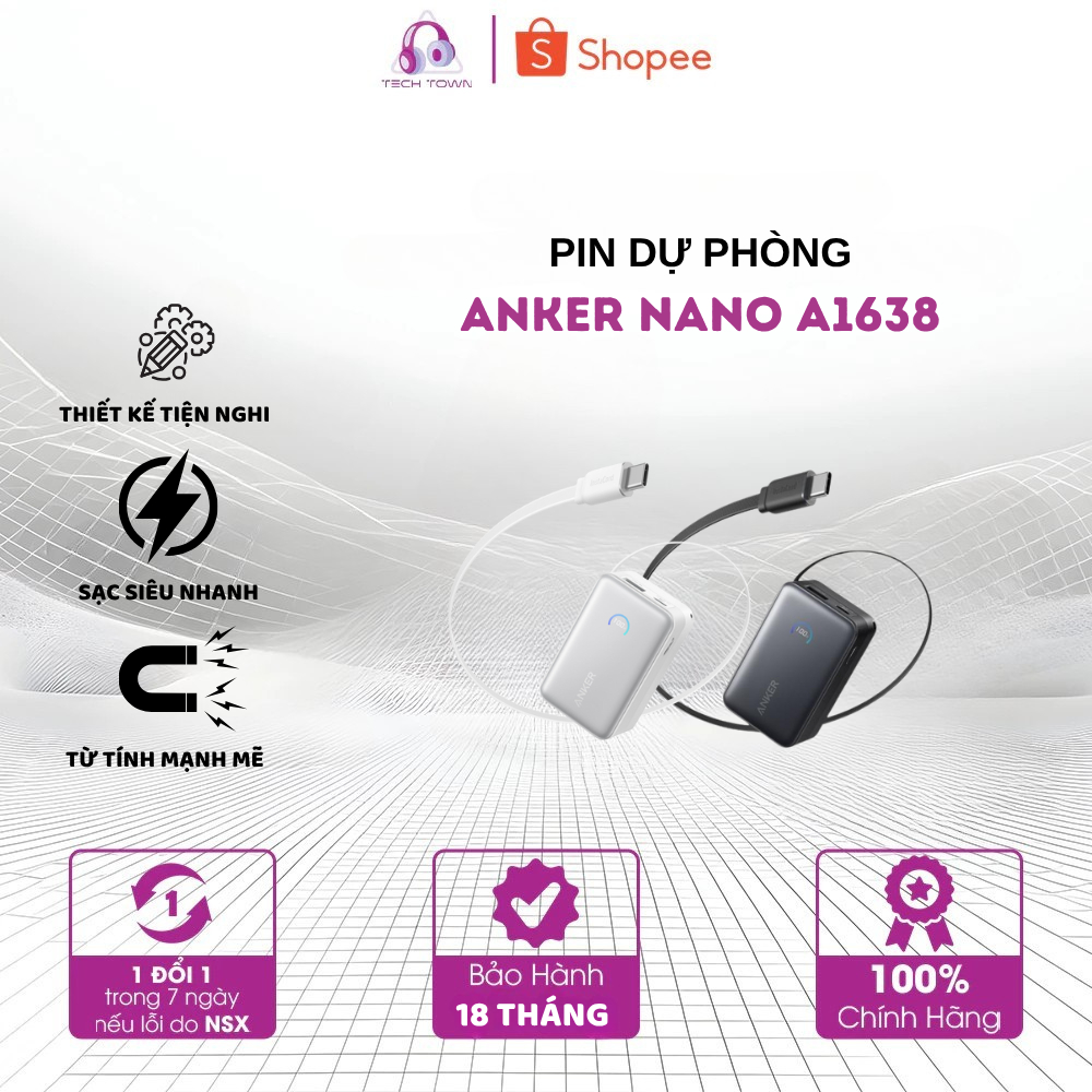 Pin Dự Phòng 2C+1A ANKER Nano A1638 10000mAh 45W