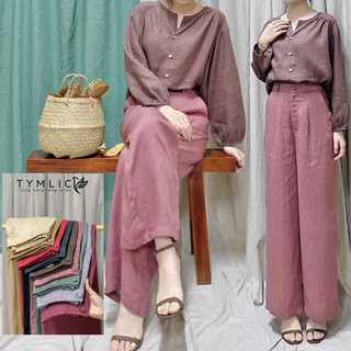 Quần Suông Ống Rộng Cạp Bán Chun Linen Tưng Premium Nhiều Màu Q546 TYMLIC